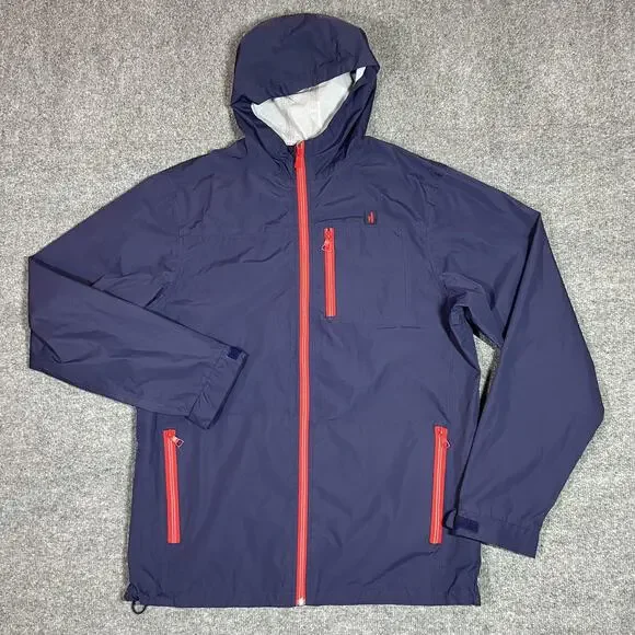 Johnnie-O Jacket Mens Large Blue PREP-FORMANCE Hooded Windbreaker Lightweight - Picture 1 of 11